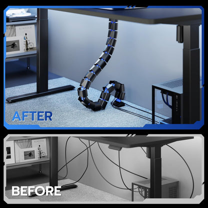 ARES WING Under Desk Cable Management Spine, Magnetic Vertebrae Cable Management for Standing Desk, Length Adjustable Cord Organizer with 20 Modular Vertebrae for Office and Gaming Desks, Red