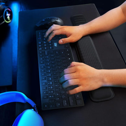MEKASS Ergonomic Wrist Rest for Keyboard and Mouse, Soft Memory Foam Keyboard Wrist Rest Set with Non-Slip Silicone Base, Easy Typing, Pain Relief, Comfort for Office, Work, Gaming (Classic Black)