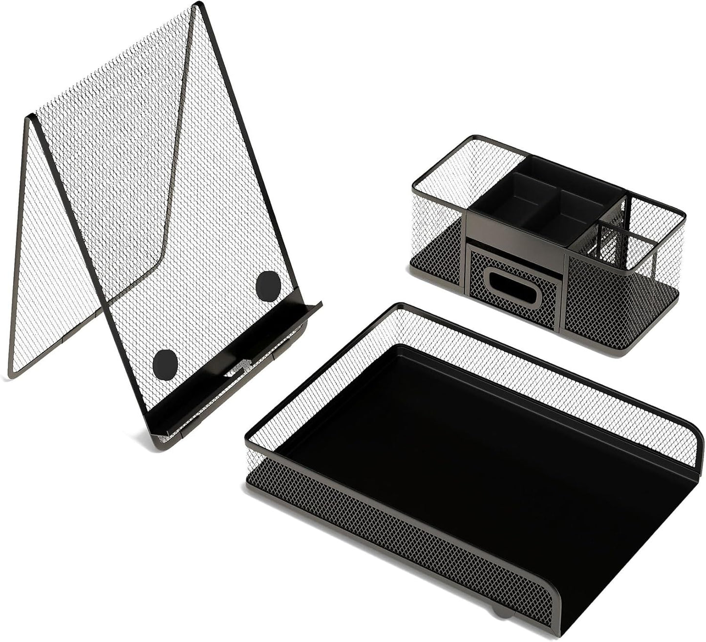 TRU RED Magnetic Document Stand with Lip, Matte Black, Copy Holder for Desk, Adjustable Paper Holder, 2-Pack