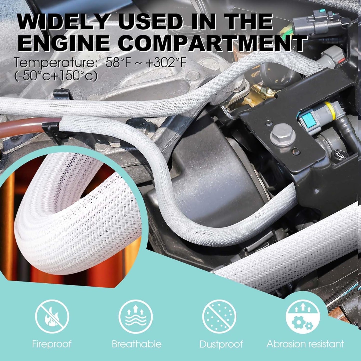 AGPTEK White Cable Sleeve, 2 Pack 5ft - 1.2 Inch Cable Management, Desk Cord Cover Organizer Wire Hider for Computer TV Wire Loom Tubing, Pet Proof Cord Protector from Cat Dog Chewing, White