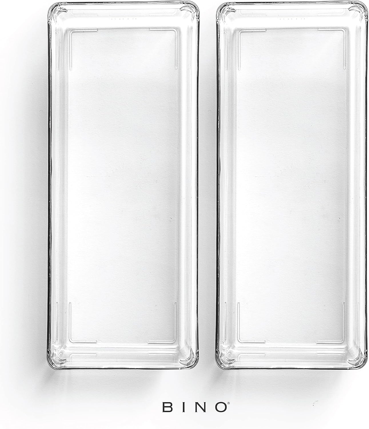 BINO | Oblong Plastic Drawer Organizer Bin, 2-Pack | THE ARTISAN COLLECTION | Multi-Purpose | Durable | BPA-Free | Desk, Vanity, Bathroom & Makeup Drawer Organizer