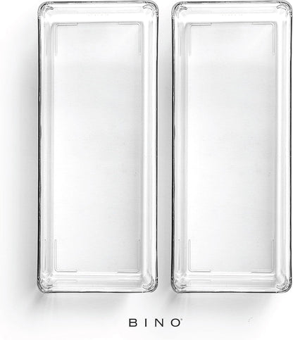 BINO | Oblong Plastic Drawer Organizer Bin, 2-Pack | THE ARTISAN COLLECTION | Multi-Purpose | Durable | BPA-Free | Desk, Vanity, Bathroom & Makeup Drawer Organizer