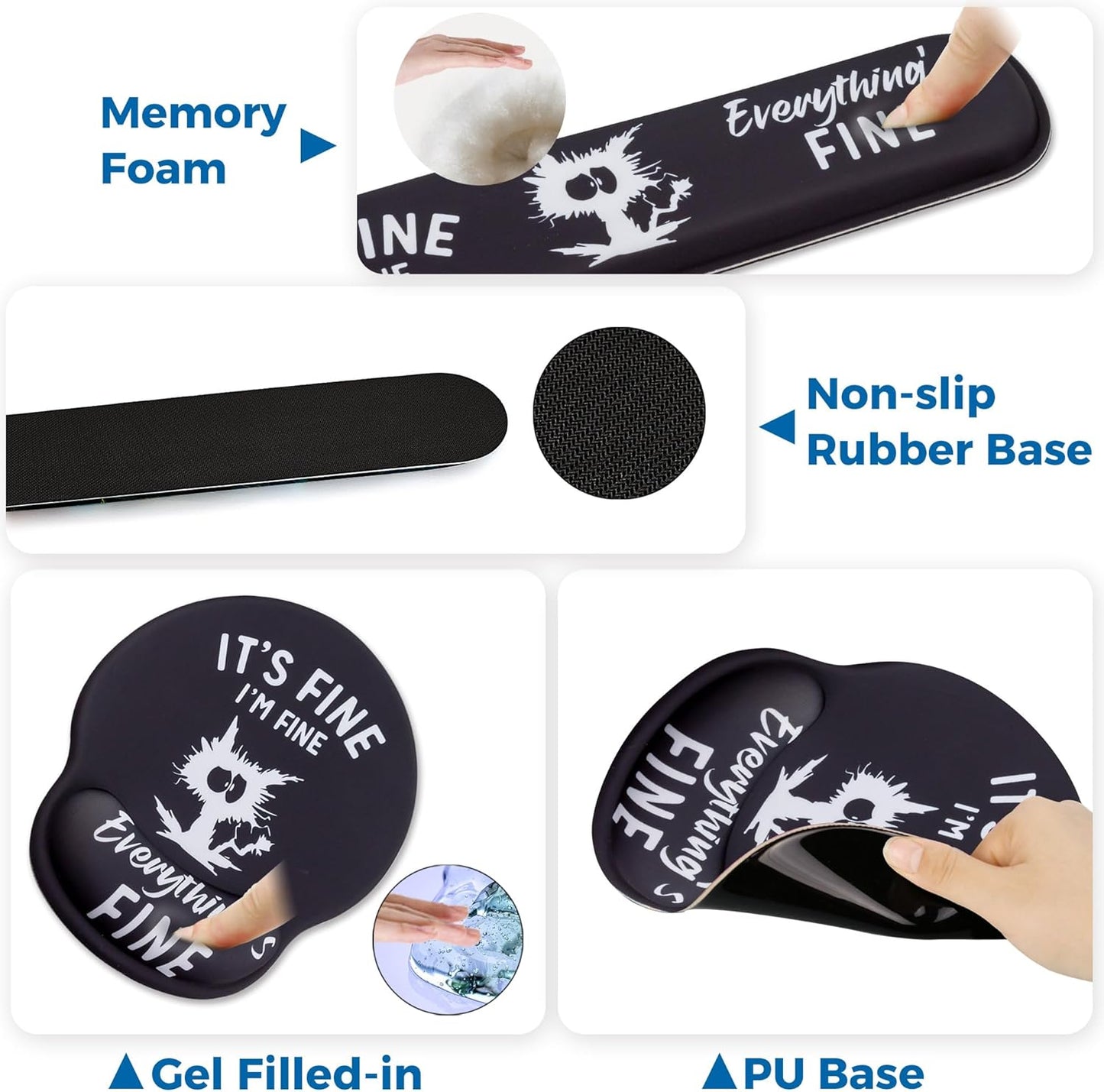 Mouse Pad and Keyboard Wrist Rest Support, with Non-Slip PU Base,Gel Mouse Pad with Coaster,Pain Relief for Gaming, Computer,Office -Beach