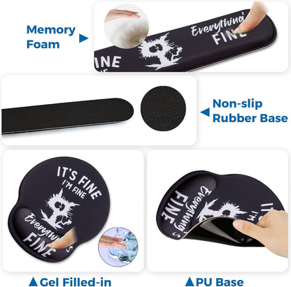 Mouse Pad and Keyboard Wrist Rest Support, with Non-Slip PU Base,Gel Mouse Pad with Coaster,Pain Relief for Gaming, Computer,Office -Beach