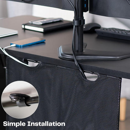 VIVO 60 inch Under Desk Privacy and Cable Management Organizer Sleeve, Wire Hider Kit Panel System, Black, DESK-SKIRT-60