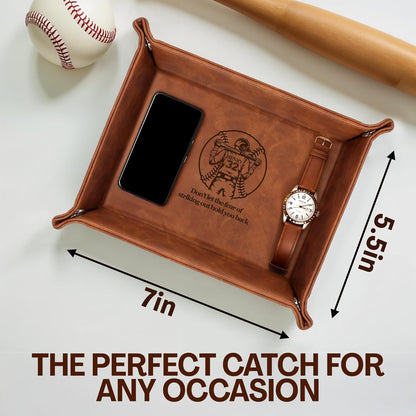 Personalized Engraved Leather Tray for Men with Engraved Name, PU Leather Valet Organizer for Dad, Custom Gift for Him, Custom Catchall Tray for Desk, Office, Accessories Travel Organizer for Men