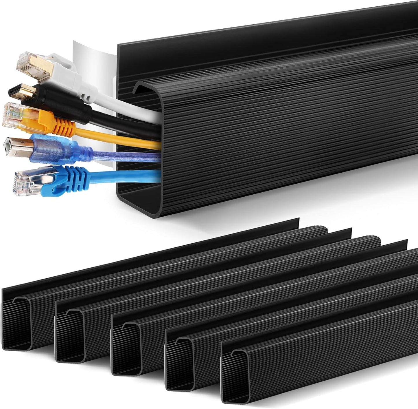 ZhiYo 2 Pack Large Capacity Cable Management Tray, Under Desk Cable Tray 31.5in(2X L15.7in), PVC Standing Desk Cord Management Ideas, Cable Organizer for Office and Home - White