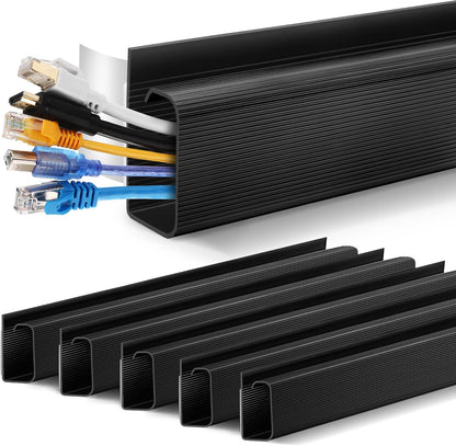 ZhiYo 2 Pack Large Capacity Cable Management Tray, Under Desk Cable Tray 31.5in(2X L15.7in), PVC Standing Desk Cord Management Ideas, Cable Organizer for Office and Home - White