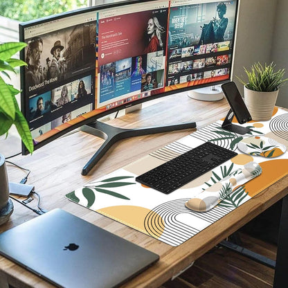 iCasso Desk Mat, Gaming Mouse Pad Wrist Support Set,4in1 XXL Large Mousepad + Keyboard Wrist Rest+Mouse Wrist Rest+Coaster Set with Ergonomic Design for Home Office Table Computer-Penoy