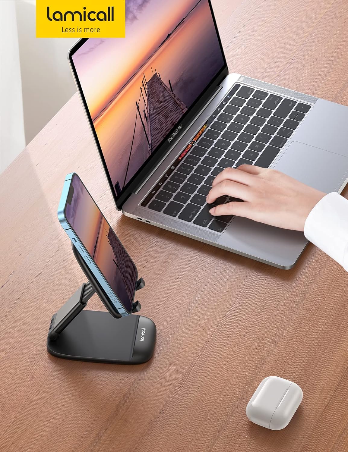 Lamicall Cell Phone Stand for Desk - [Height Adjustable] Foldable Mobile Phone Holder, Portable Stand for iPhone 17 16 15 14 13 12 11 Pro Max Plus Air, Galaxy S25, Office Gift Mothers Day Accessories