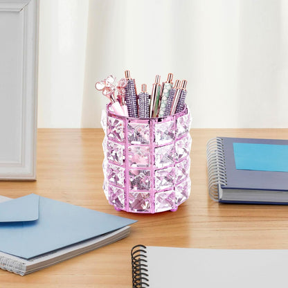 Crystal Pen Holder, Pencil Cups for Desk, Multi-Purpose Desktop Organizer, for Office Writing Desk (Gold)