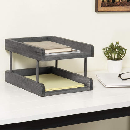 MyGift 2-Tier Premium Clear Acrylic Desk Letter Tray Organizer, A4 Size 2 Tier Document Organizer Desktop File Paper Holder Rack for Home and Office