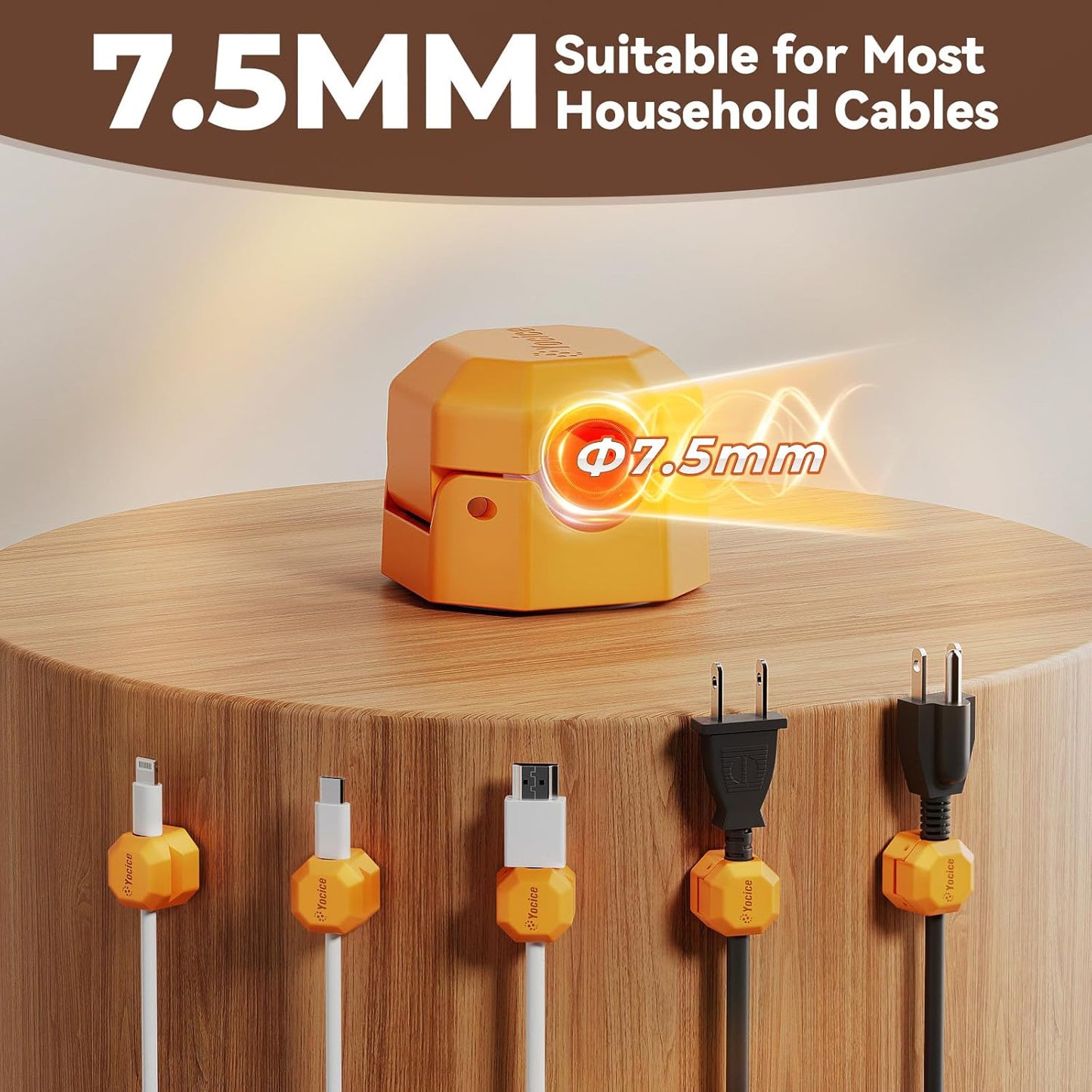 8 Pack Rotatable Cable Clips,Spring Cord Organizer Desk Cable Management Cord Holder Adhesive Phone Charger Cord Clips for Home Office Car Wall Nightstand Accessories White