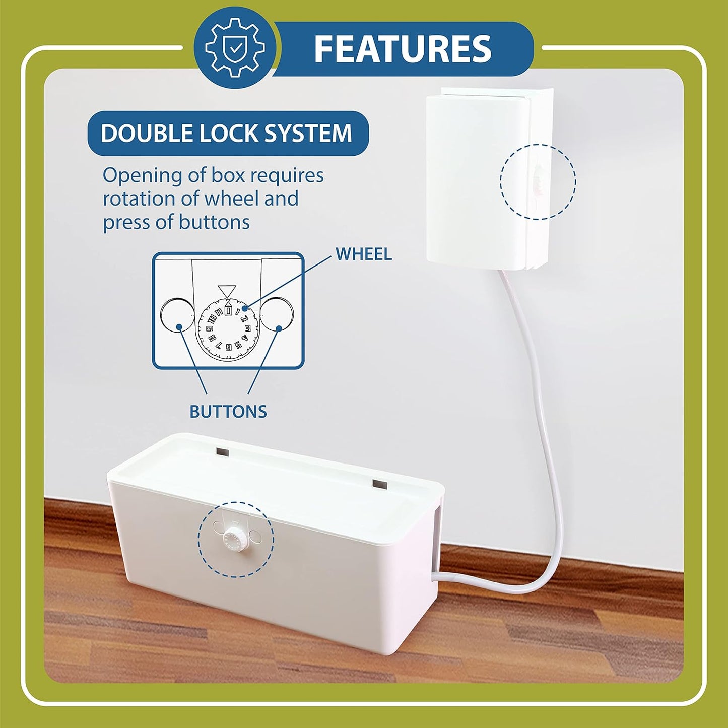Power Strip Cover Box - Effectively Baby Proofs Power Strip with Patented Dual Lock. Convenient Side Openings for Cords & Cables. Protects Small Hands & Fingers