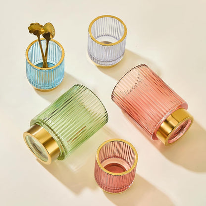 Makeup Brush Holder Organizer,Toothbrush Holders,Desk Pen Pencil Holder,Multifunctional Vintage Glass Brush Cup（L/Green/A3-6-US）