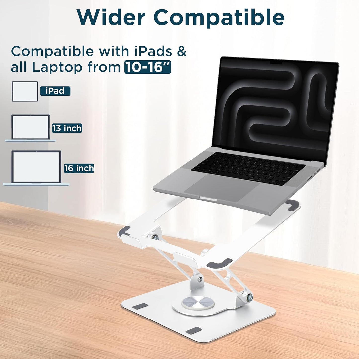 Uncaged Ergonomics Swivel Laptop Stand for Desk, Adjustable Computer iPad Stand for Desk w/ 360 Rotation, Portable Laptop Holder for Home Office Ergonomic Supplies (Black)
