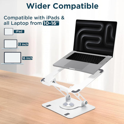 Uncaged Ergonomics Swivel Laptop Stand for Desk, Adjustable Computer iPad Stand for Desk w/ 360 Rotation, Portable Laptop Holder for Home Office Ergonomic Supplies (Black)