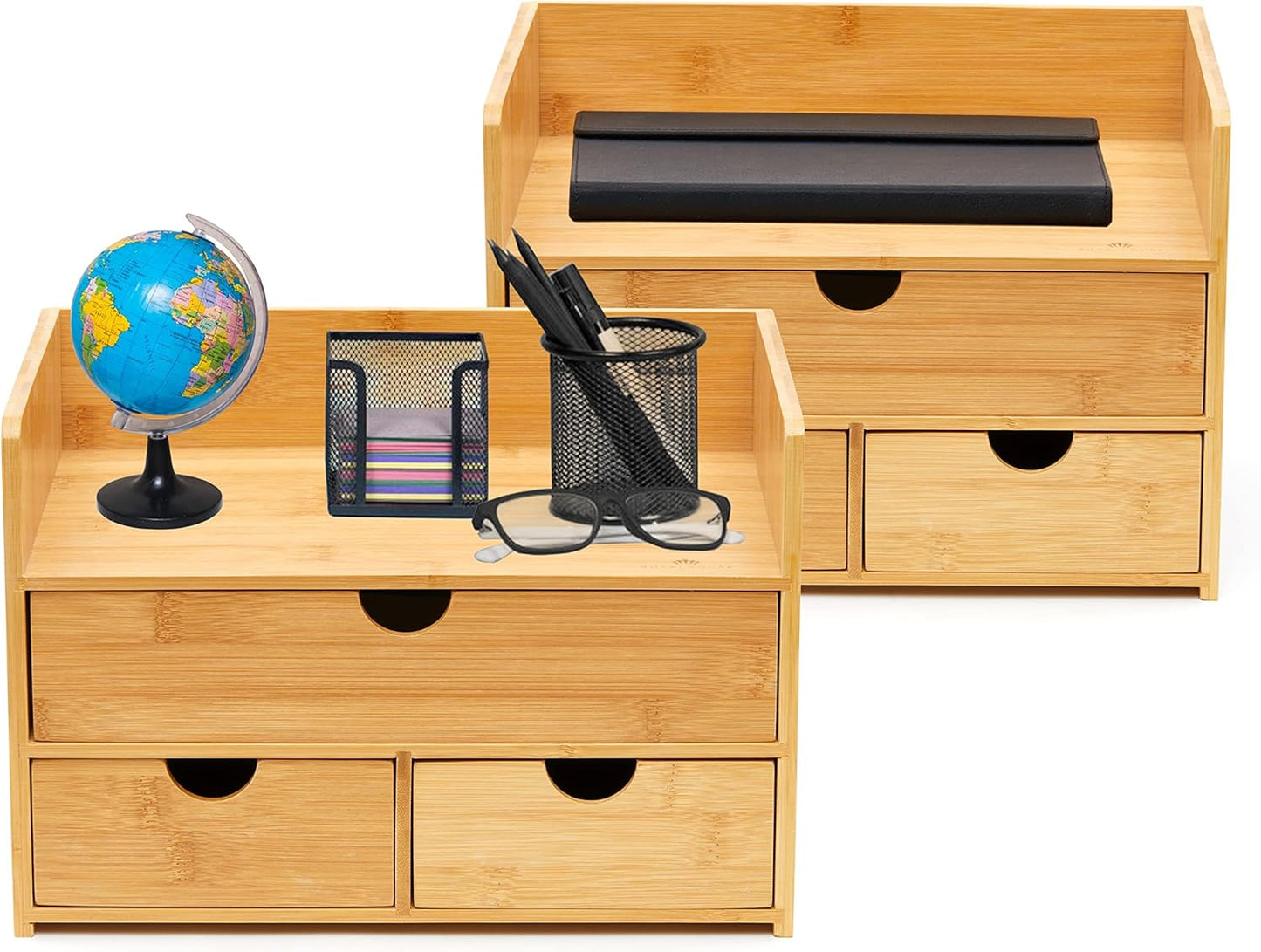RoyalHouse Natural Bamboo Desktop Organizer, Attractive Design, Stand Shelf for Books, Accessories and More, Home D?cor, Ideal Gift for Family & Friends