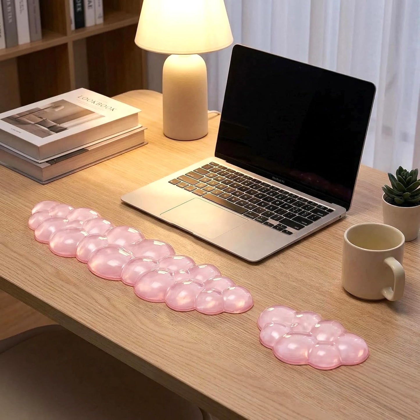 Clear Gel Wrist Rest for Keyboard, Keyboard Wrist Rest for Typing Pain Relief, Ergonomic Keyboard Arm Rest, Suitable for Office, Gaming, Computer, Laptop - Pink