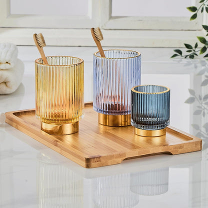 Makeup Brush Holder Organizer,Toothbrush Holders,Desk Pen Pencil Holder,Multifunctional Vintage Glass Brush Cup（L/Green/A3-6-US）