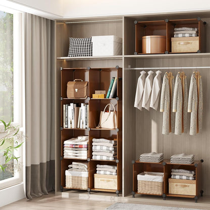 AWTATOS Cube Storage Organizer, Storage Cubes Shelves Bookshelf, 6 Cube Closet Organizers and Storage, DIY Stackable Plastic Clothes Organizer Shelving for Bedroom, Home, White