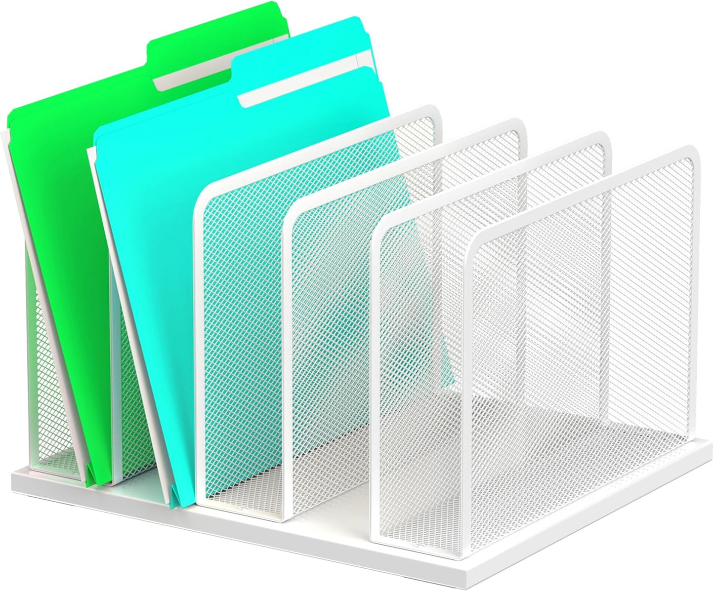 Kuntine.B Desk File Organizer 5 Sections Upright Mesh Desktop Organizer File Sorter Office Organization File Holder for Home, Office & Classroom