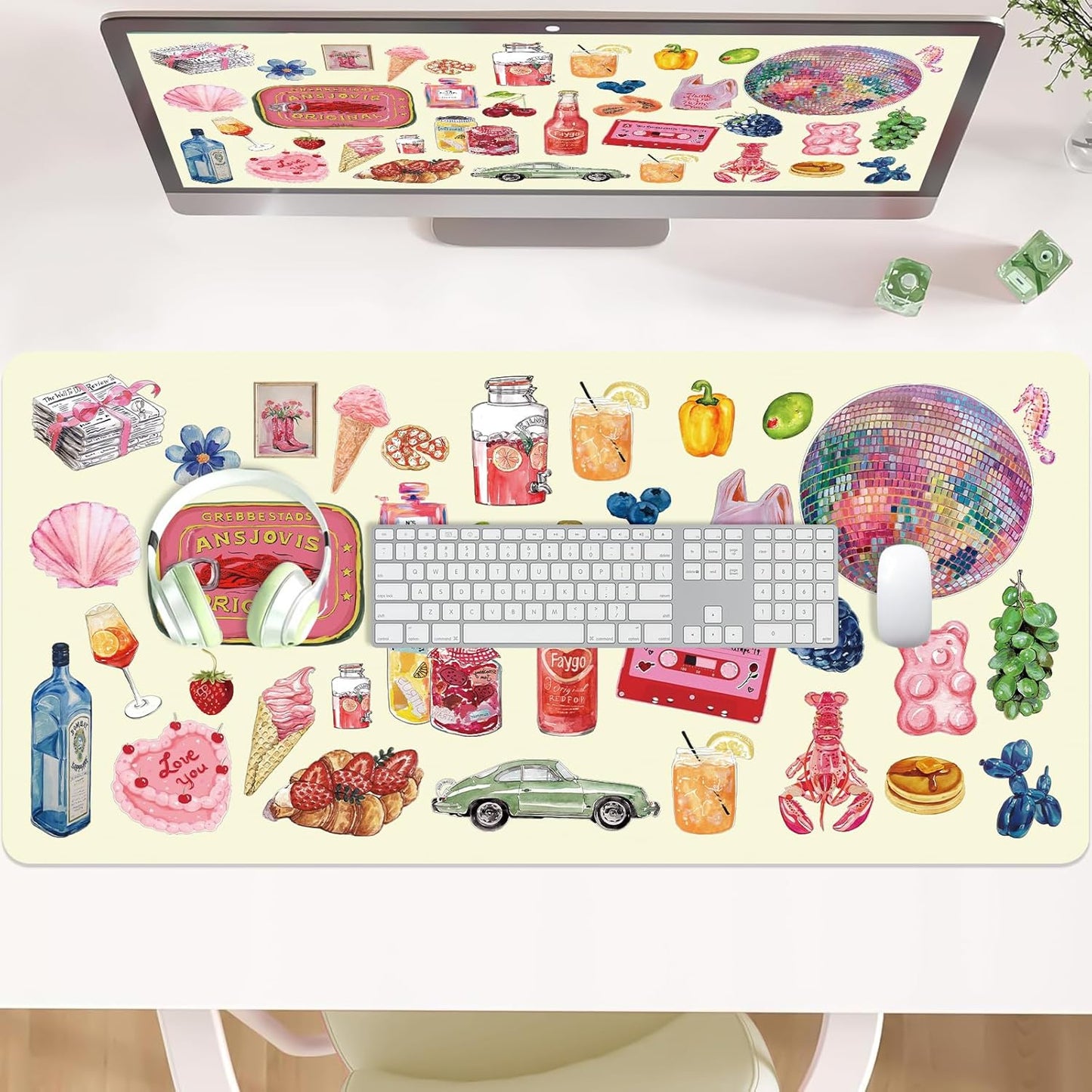 Green Desk Pad and Keyboard Wrist Rest, 3in1 Mousepad + Keyboard Wrist Rest+Mouse Wrist Rest for Home Office Table Computer Cover. (31.5×15.7,Green)