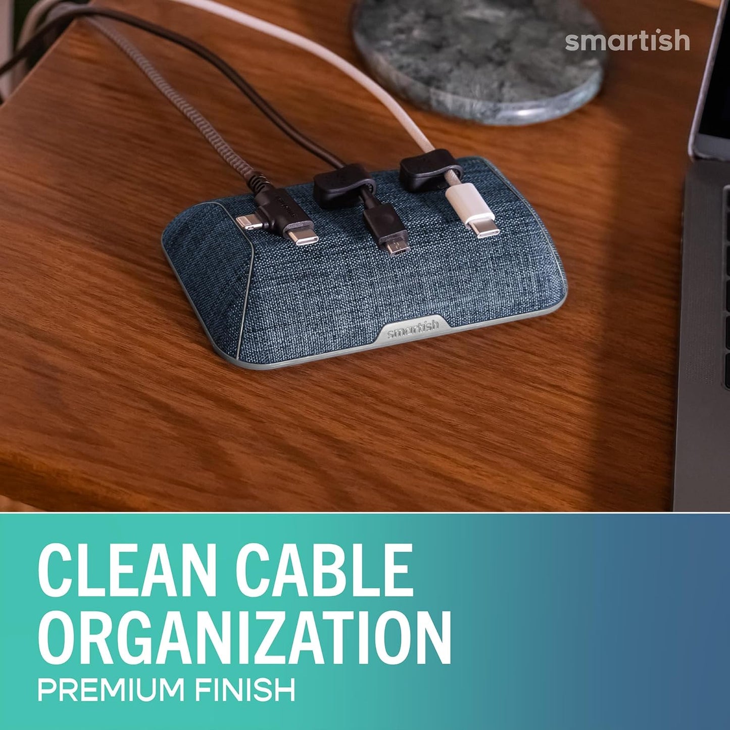 Smartish® Magnetic Cord Holder - Cable Wrangler Organizer with Magnet Clips for Charger Management on Desktop, Nightstand for USB-C + Lightning - Lightly Toasted Beige