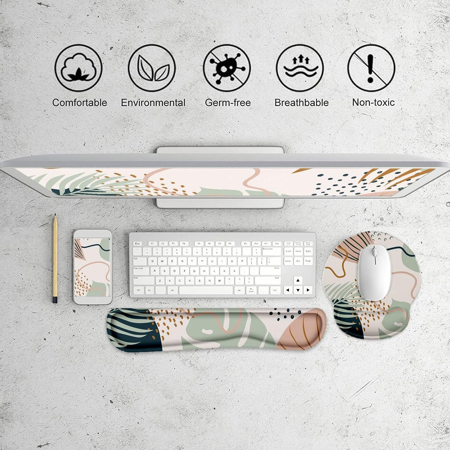 LATEEFAH Mouse Pad with Wrist Rest, 3-in-1 Gaming Mouse Pad, Keyboard Wrist Rest, Ergonomic Memory Foam Mousepad with Wrist Support for Computer Keyboard