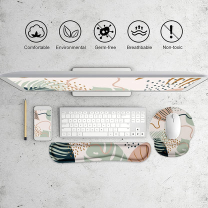 LATEEFAH Mouse Pad with Wrist Rest, 3-in-1 Gaming Mouse Pad, Keyboard Wrist Rest, Ergonomic Memory Foam Mousepad with Wrist Support for Computer Keyboard
