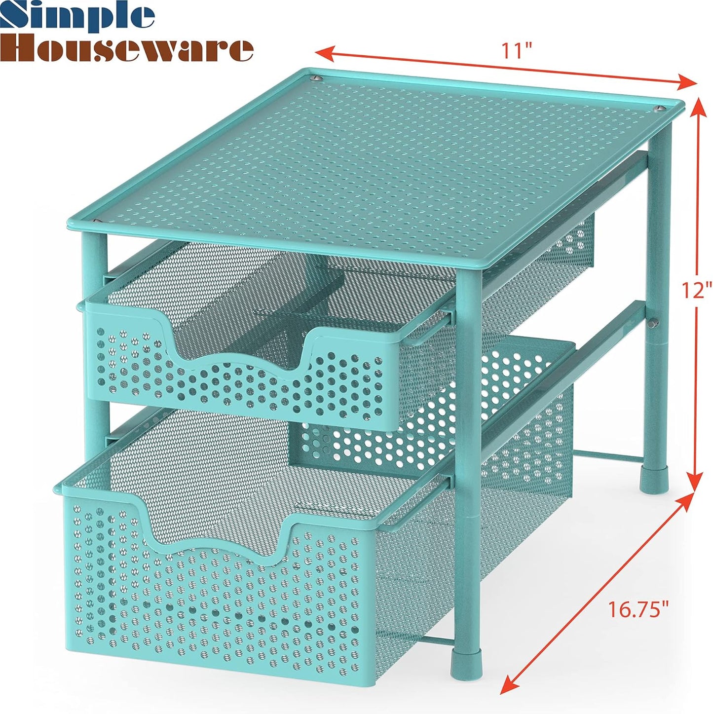 Simple Houseware Stackable 3 Tier Sliding Basket Organizer Drawer, Silver