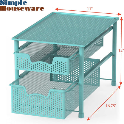 Simple Houseware Stackable 3 Tier Sliding Basket Organizer Drawer, Silver