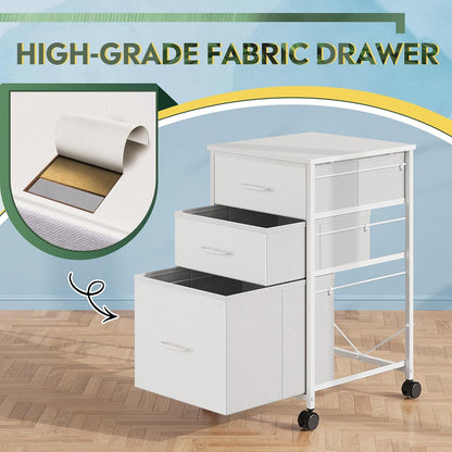 DEVAISE Mobile File Cabinet, Rolling Printer Stand with 3 Drawers, Fabric Vertical Filing Cabinet fits A4 or Letter Size for Home Office, Black