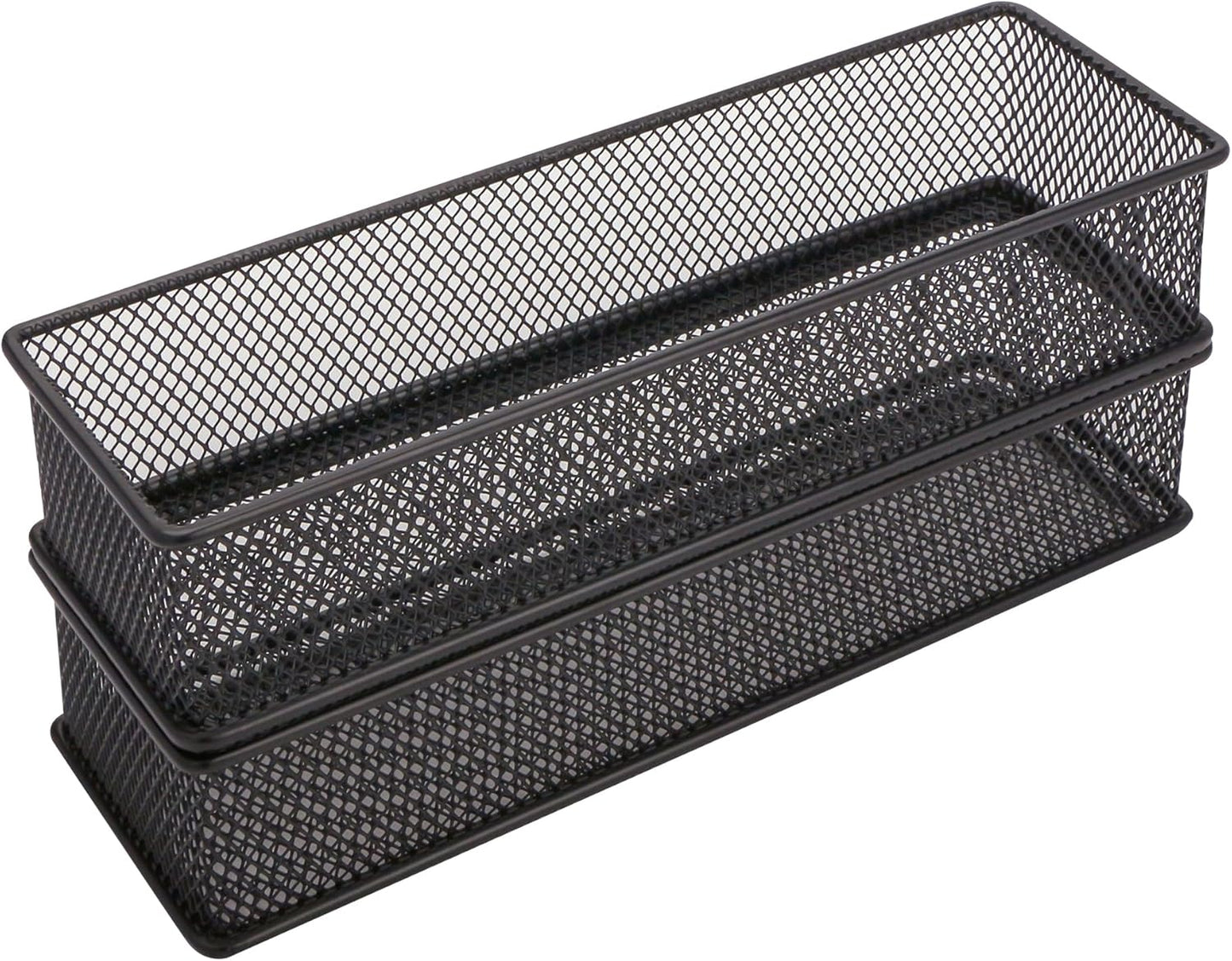 Annova Stackable Mesh Drawer Cabinet and Shelf Organizer Bins Storage Basket School Office Supply Holder Tray- Set of 2 (Gold, 3x3x2 Inch)