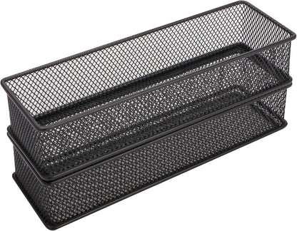 Annova Stackable Mesh Drawer Cabinet and Shelf Organizer Bins Storage Basket School Office Supply Holder Tray- Set of 2 (Gold, 3x3x2 Inch)