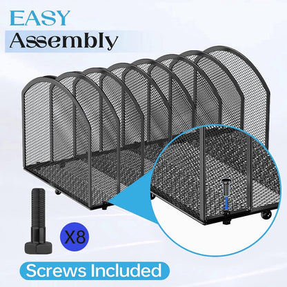 Gawerk 7-Section Desk File Organizer, Mesh Desktop Organizer File Sorter Office Organization Letter Holder, Vertical Desktop File Holder for Office Home, Black