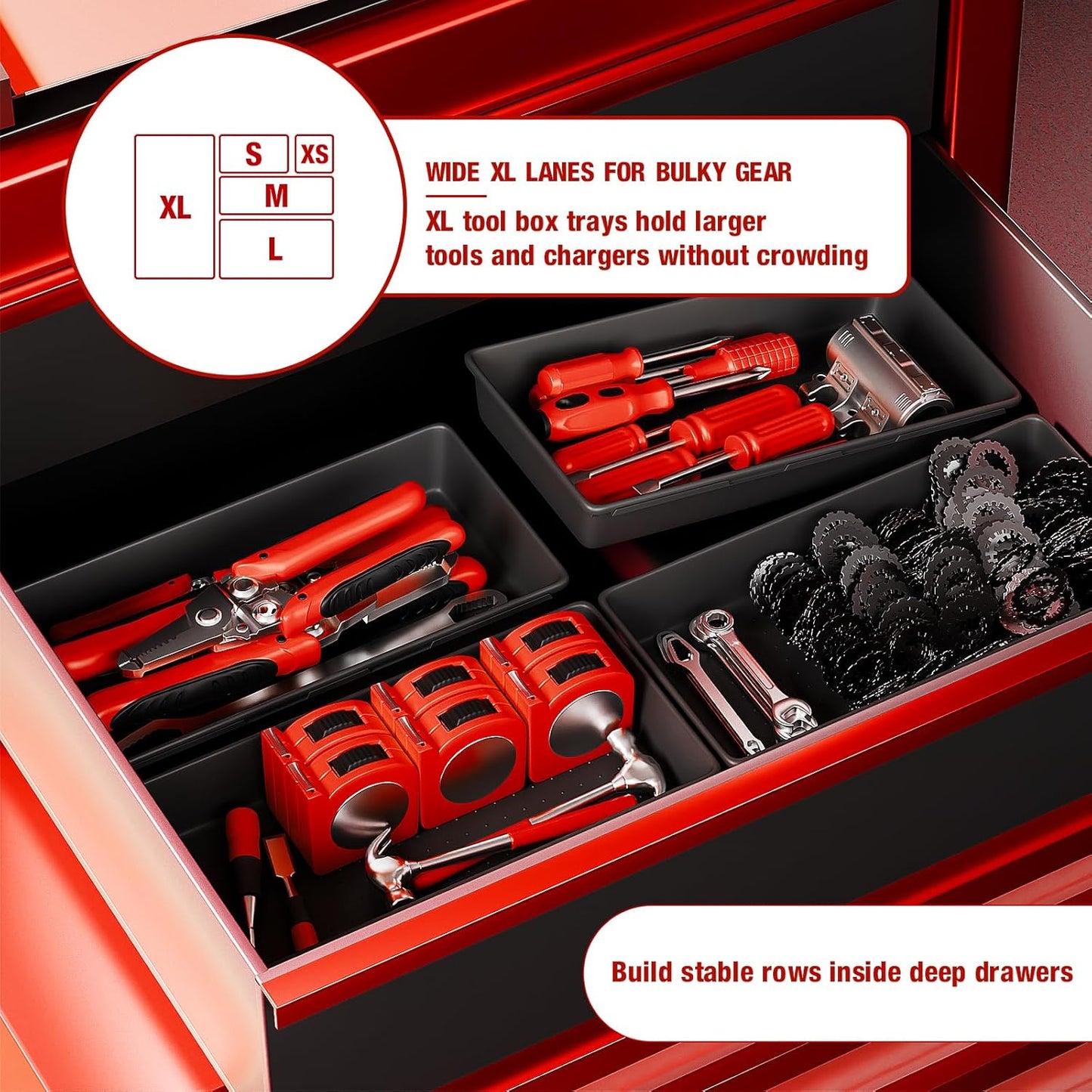 10 PCS Tool Box Drawer Organizers, Large & Medium Tool Trays for Tool Box Organization, Tool Organizers and Storage for Garage and Rolling Tool Chest