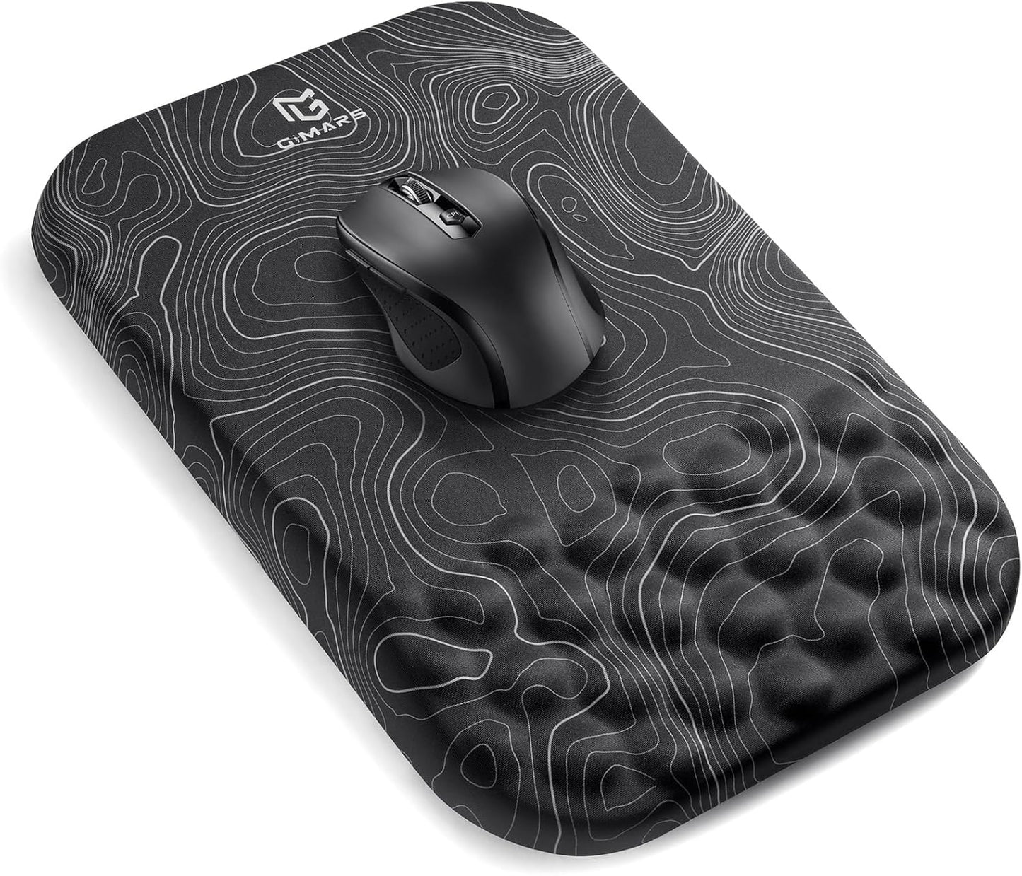 Gimars Elongate Smooth Lycra Fabric Ergonomic Mouse Pad Wrist Support, Gel Memory Foam Cushion Set Keyboard Wrist Rest Support, Pain Relieve for Computer, Laptop, Office, School, Home, Gaming, Black
