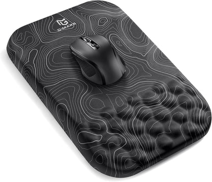 Gimars Elongate Smooth Lycra Fabric Ergonomic Mouse Pad Wrist Support, Gel Memory Foam Cushion Set Keyboard Wrist Rest Support, Pain Relieve for Computer, Laptop, Office, School, Home, Gaming, Black