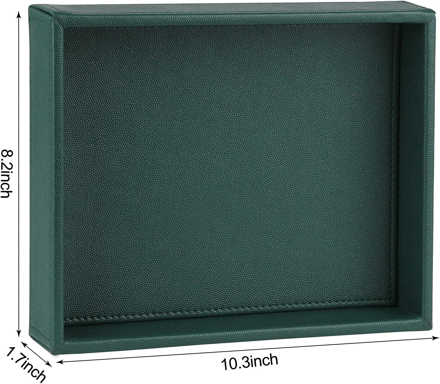 HofferRuffer Faux Leather Vanity Tray, Elegant Desktop Storage Organizer, Decorative Catchall for Perfume, Bathroom Valet, Nightstand or Dresser, Black, 10.2 x 8.4 x 1.8 Inches