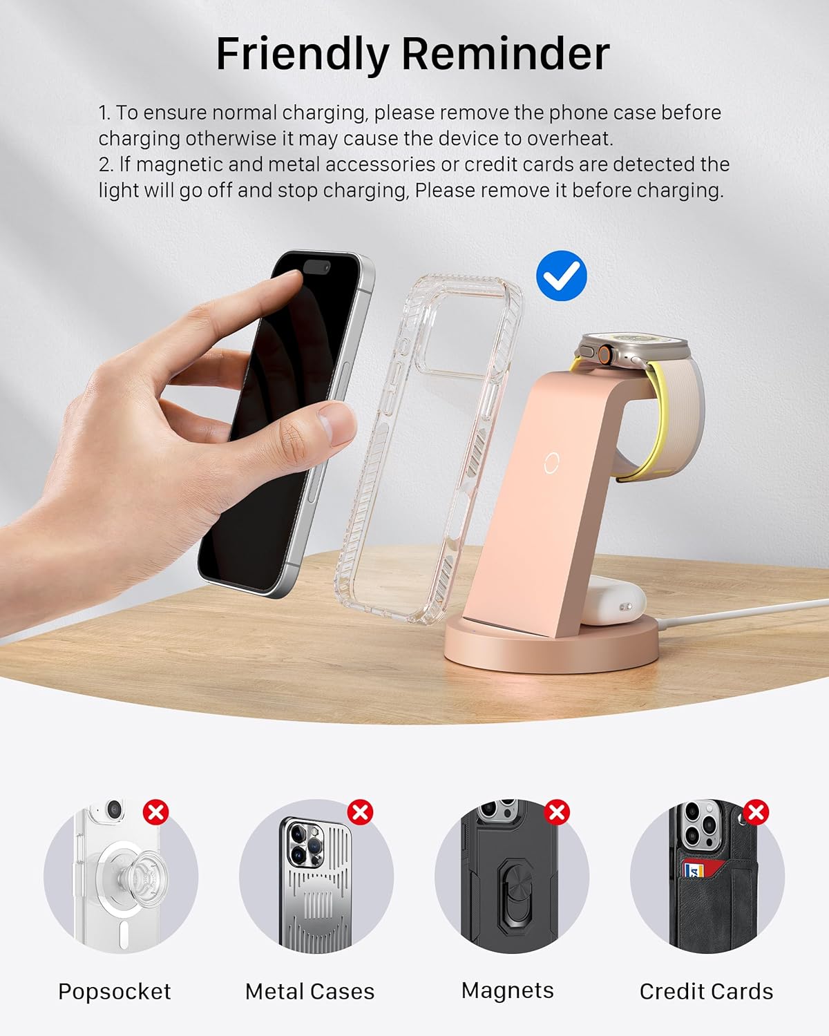 Anlmz 3 in 1 Charging Station for iPhone - Wireless Charger for Apple Products Multiple Devices - Charging Dock Stand for AirPods (for iPhone 17 16e 16 15 14 13 pro 12 11 X Max)