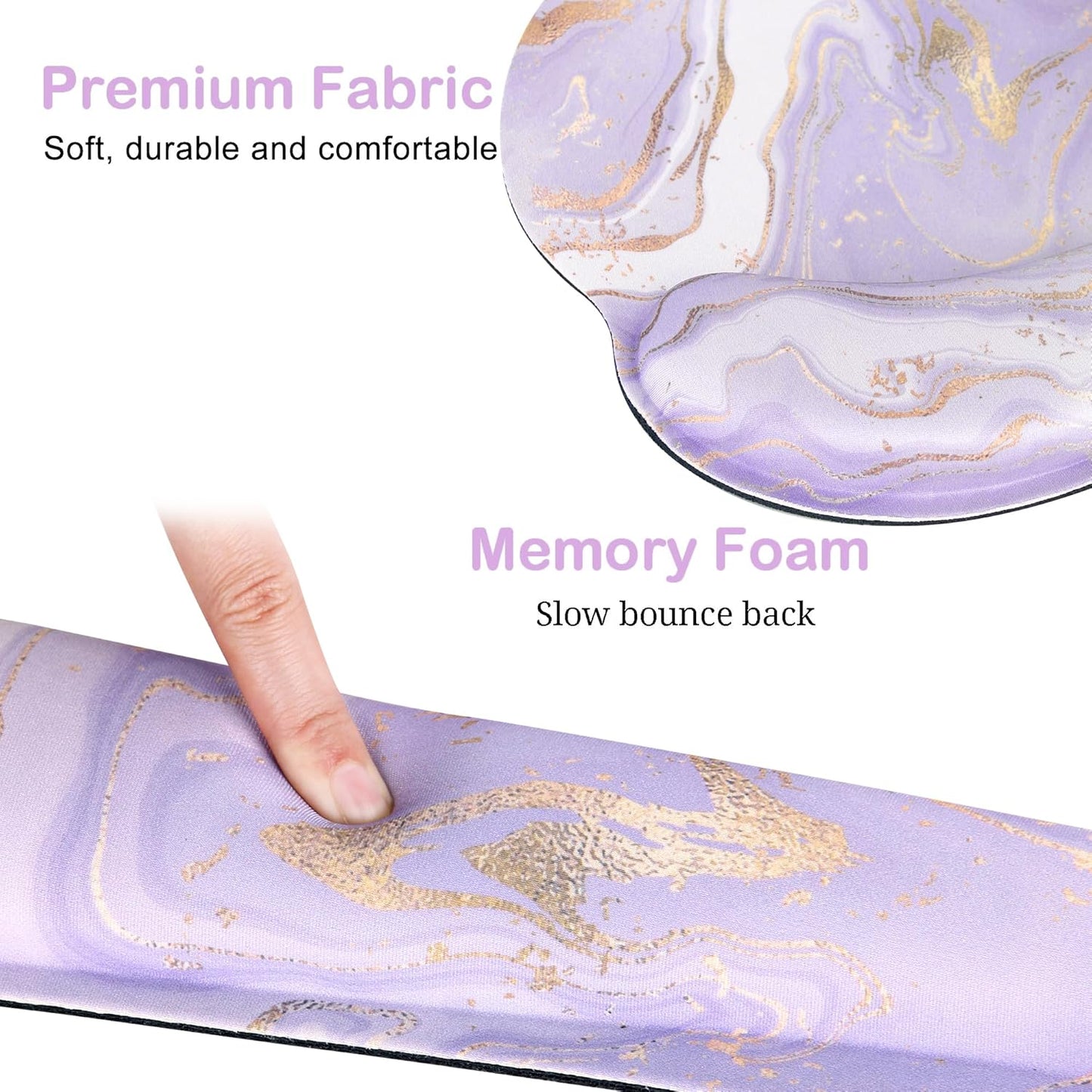 Ergonomic Mouse Pad with Wrist Rest and Keyboard Wrist Rest, Memory Foam Wrist Rest for Computer Keyboard, Easy Typing, Pain Relief, Mouse Pad Wrist Support for Gaming,Office, Laptop, Black Flower