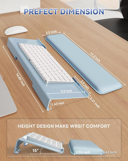 Laborio Computer Keyboard Wrist Rest Stand for Desktop, Keyboard Holder for Easy Typing with Wrist Pad for Office Desk, Home, School (Pink)