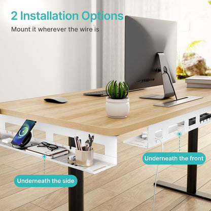 PEGZONE Under Desk Cable Management Tray, 31.5 Inches Metal Cord Organizer Rack, Desk Tray for Power Strip, Cord, Wire, Easy Mounting Cable Management Under Table for Home Office, Black