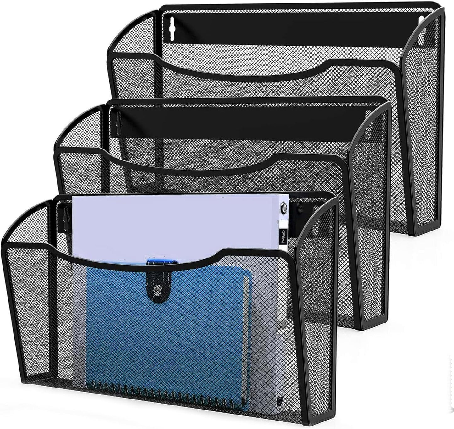 MINDEPOT Wall File Organizer,Hanging Wall Mounted File Folder Binder Holder Mail Organizer for Office,Home and School Supplies