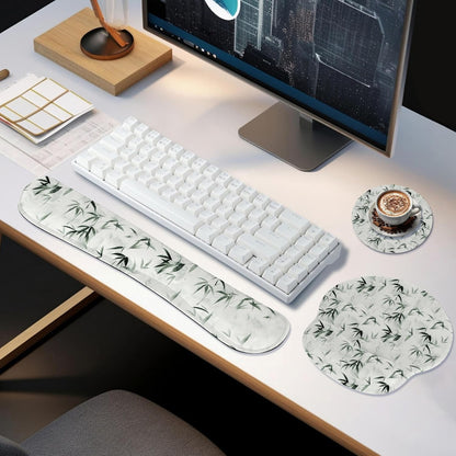 RICHEN Ergonomic PU Leather Keyboard Wrist Rest and Mouse Pad with Wrist Support, Memory Foam Set for Computer/Laptop,Gaming and Office, Comfortable for Easy Typing & Pain Relief (PU Brown)