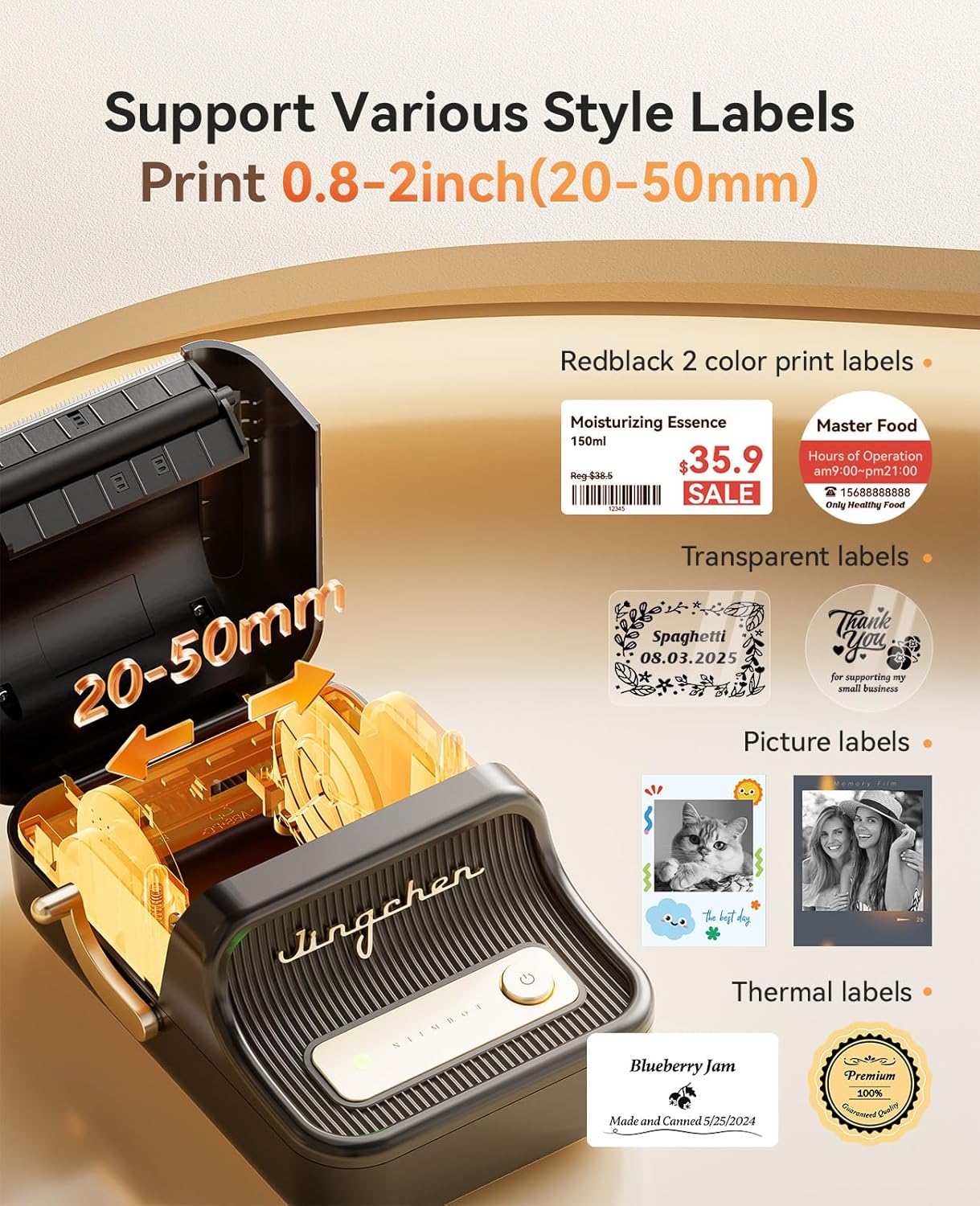 NIIMBOT B21 Pro Label Maker, 300DPI HD Label Printer, Ideal for Notes,Photos, Study Graphics, Memo Maker,50x30mm Label(Black)