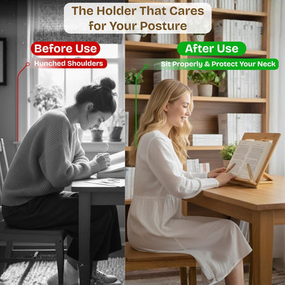 Book Stand for Reading, 3 Clips for Multiple Book Sizes, 5 Adjustable Viewing Angles, Hands Free Book Holder, Portable Stable Hard-Wearing Lightweight Bookstand Textbooks Cookbook