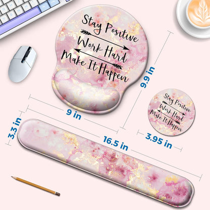 Mouse Pad and Keyboard Wrist Rest Support, with Non-Slip PU Base,Gel Mouse Pad with Coaster,Pain Relief for Gaming, Computer,Office -Beach