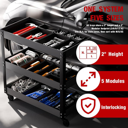 10 PCS Tool Box Drawer Organizers, Large & Medium Tool Trays for Tool Box Organization, Tool Organizers and Storage for Garage and Rolling Tool Chest